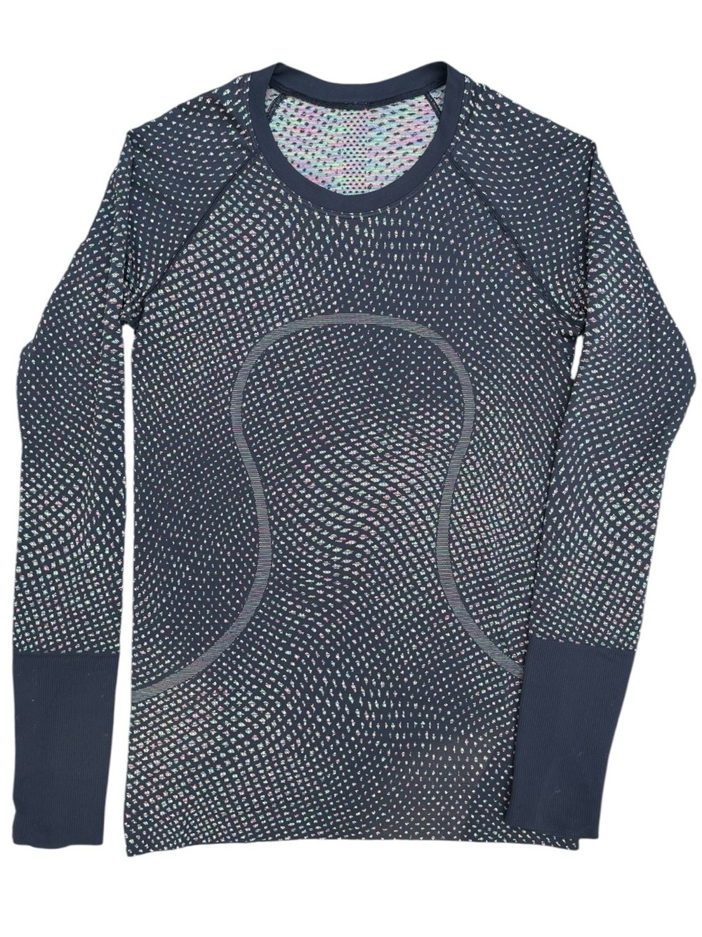 Lululemon Swiftly Tech Long Sleeve 2.0 Grid Warp Black Neon Multi, Size 8